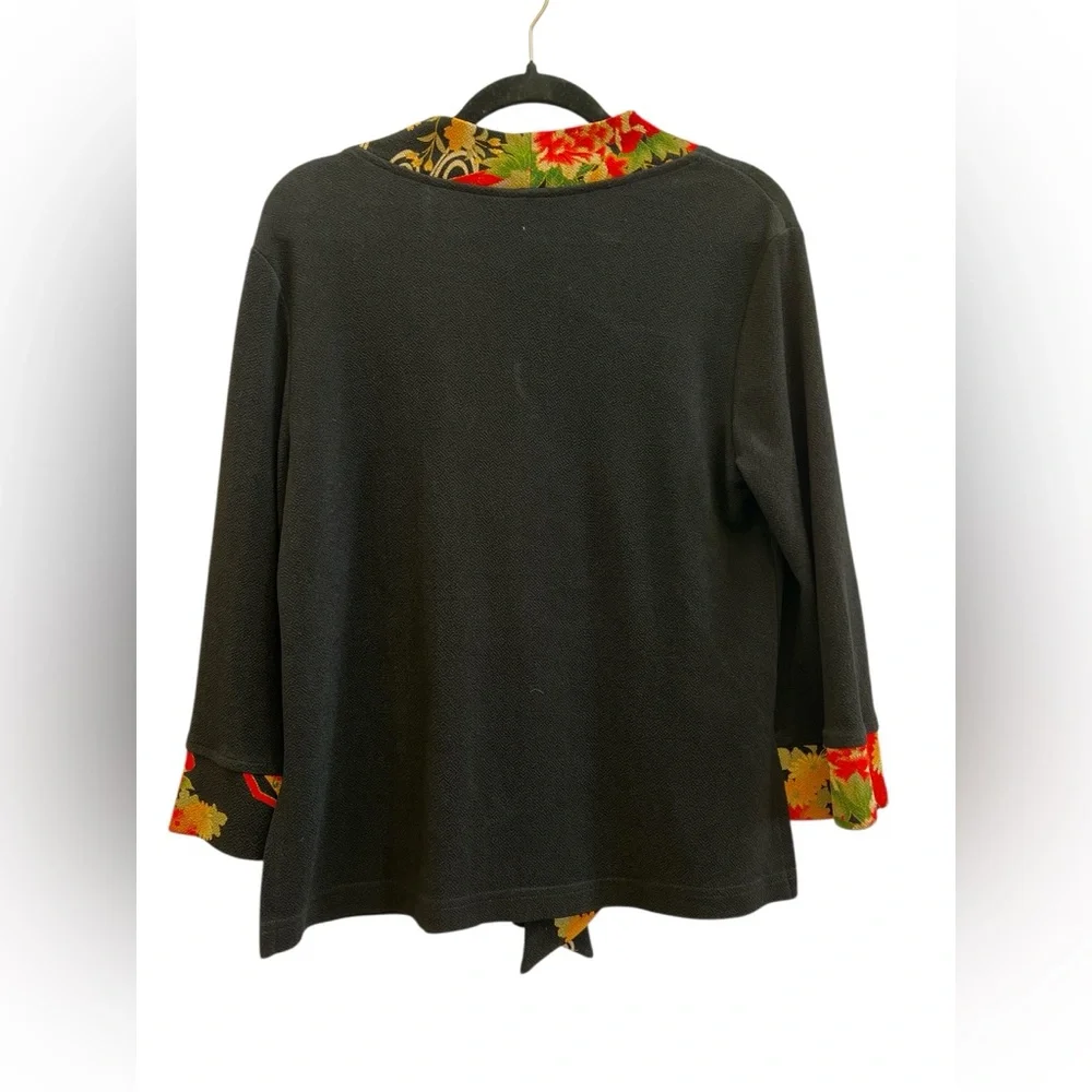 Soft Surroundings Asian Floral Trim Jacket Blazer Small Made USA - Picture 2 of 4